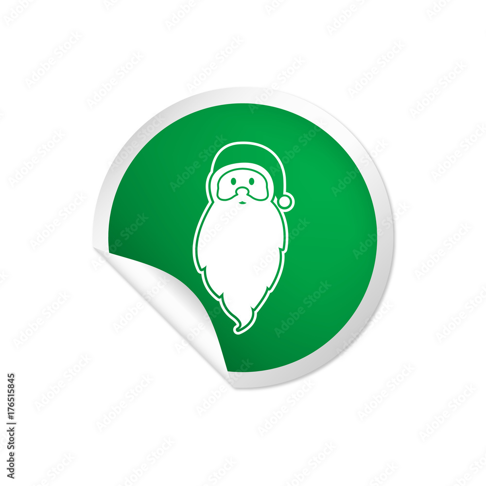 runder Sticker grün - Weihnachtsmann Kopf runder Sticker grün - Weihnachtsmann Kopf