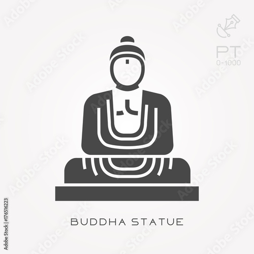 Silhouette icon buddha statue