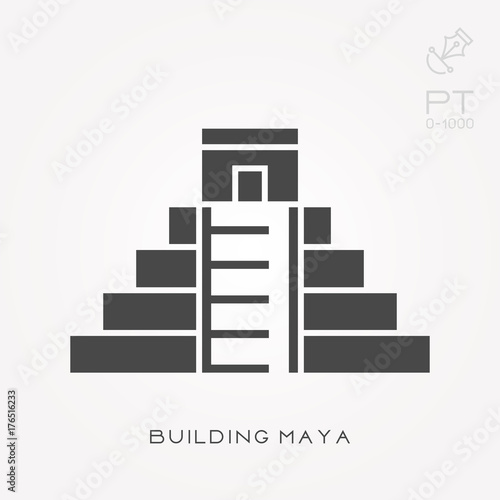 Silhouette icon building Maya