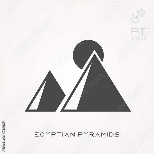 Silhouette icon egyptian pyramids