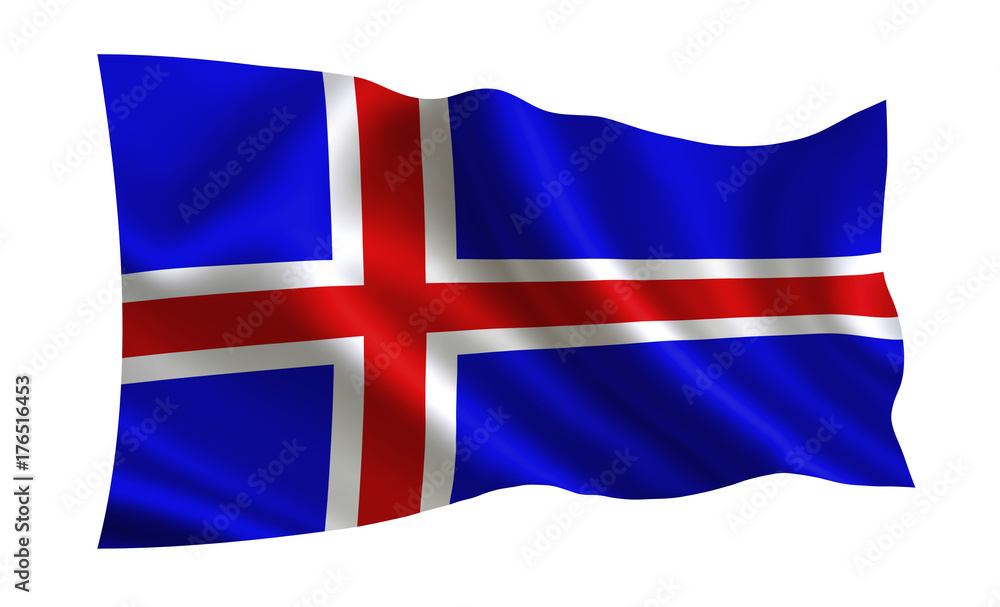Fototapeta premium Iceland flag. A series of flags of the world.
