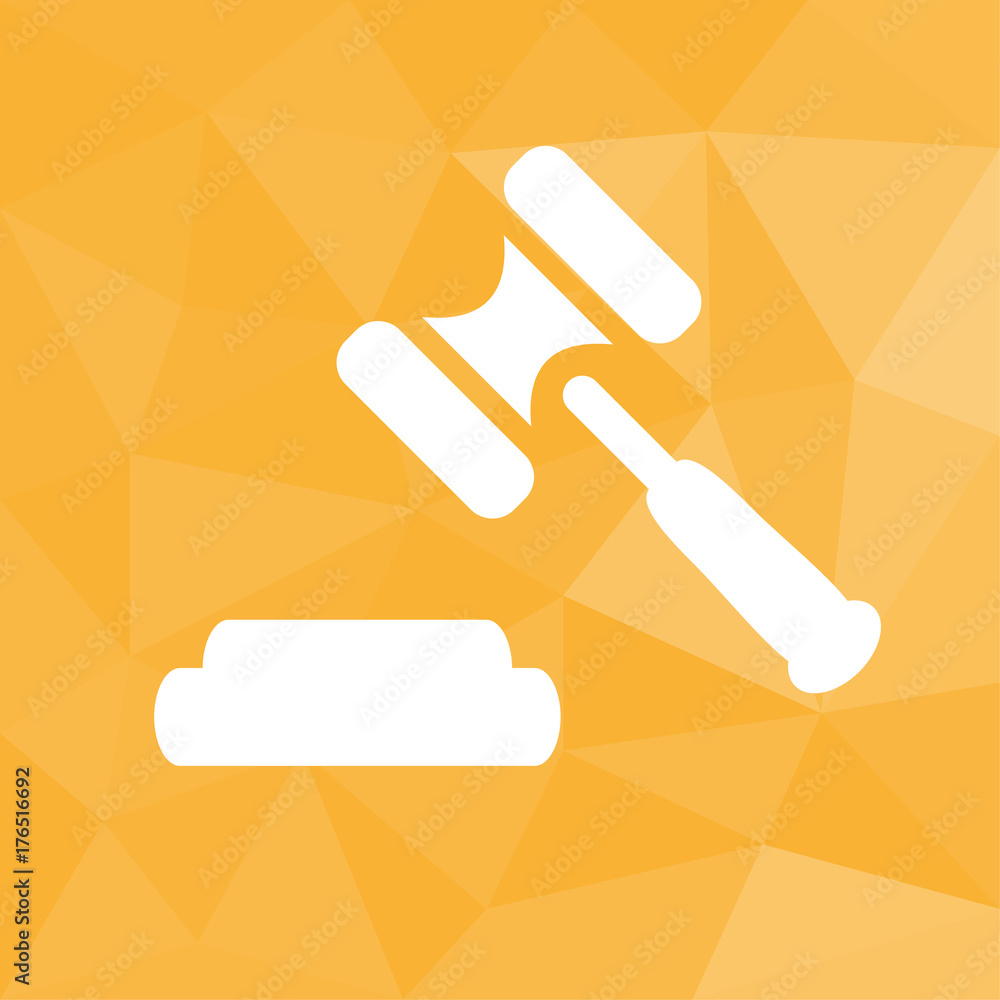 Hammer - Icon mit geometrischem Hintergrund gelb Hammer - Icon mit geometrischem Hintergrund gelb