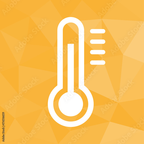 Thermometer warm - Icon mit geometrischem Hintergrund gelb