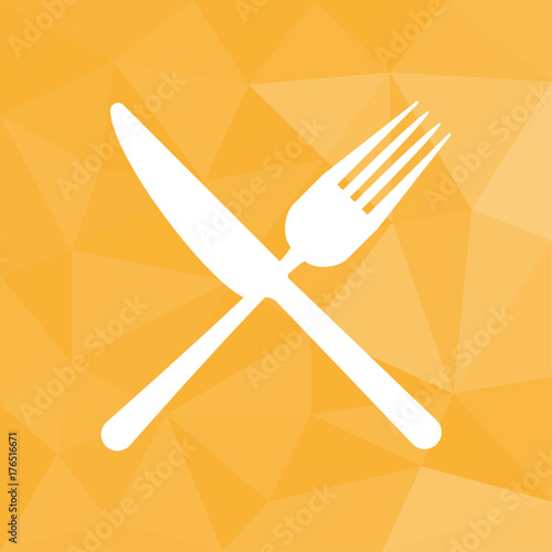 Restaurant - Icon mit geometrischem Hintergrund gelb