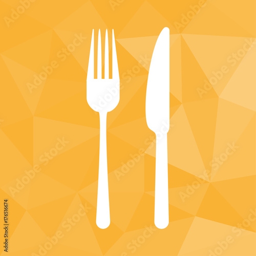 Besteck - Icon mit geometrischem Hintergrund gelb
