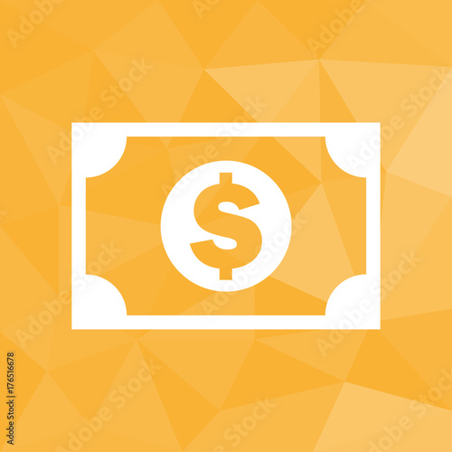 Dollar Banknote - Icon mit geometrischem Hintergrund gelb