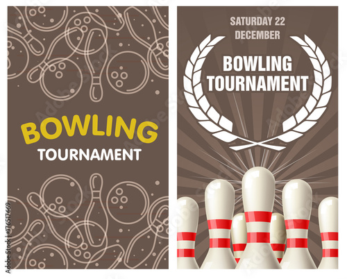 Bowling party flyer with skittles and bowling balls
