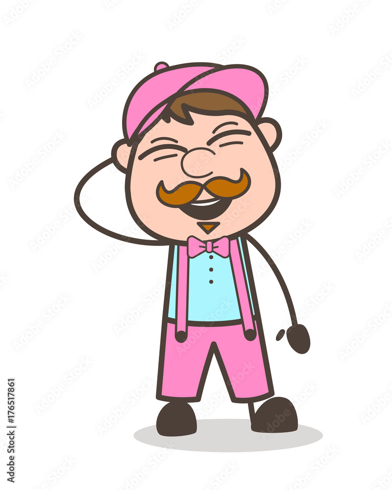 Funny Labor Character Laughing Loudly Vector Illustration