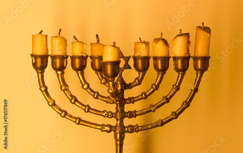 Jewish holiday Hanukkah and its famous nine-branched menorah
