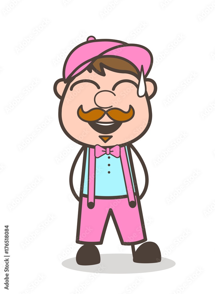 Cartoon Ice-Cream Seller Laughing on Joke Cartoon Ice-Cream Seller Laughing on Joke