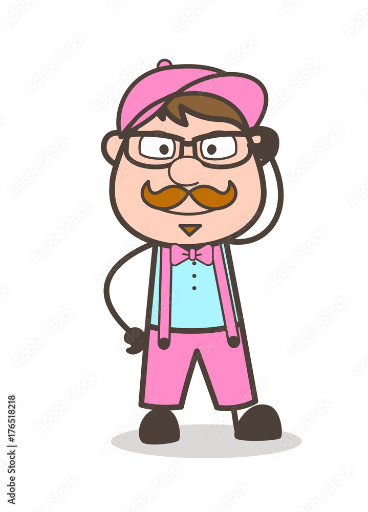Fototapeta premium Cartoon Adult Man with Specs Vector Illustration