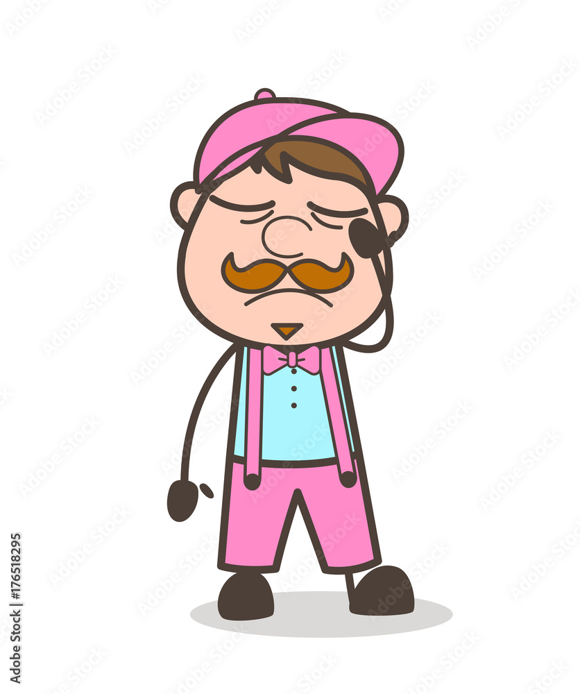 Cartoon Ice-Cream Seller Sad Face Expression Cartoon Ice-Cream Seller Sad Face Expression