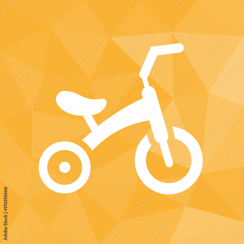 Dreirad - Icon mit geometrischem Hintergrund gelb Dreirad - Icon mit geometrischem Hintergrund gelb