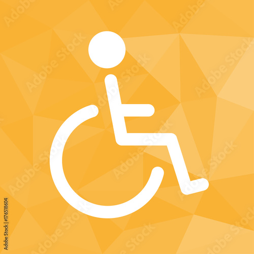 Rollstuhlfahrer - Icon mit geometrischem Hintergrund gelb