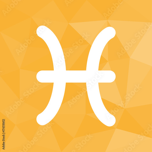Sternzeichen - Fisch - Icon mit geometrischem Hintergrund gelb