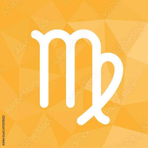 Sternzeichen - Jungfrau - Icon mit geometrischem Hintergrund gelb