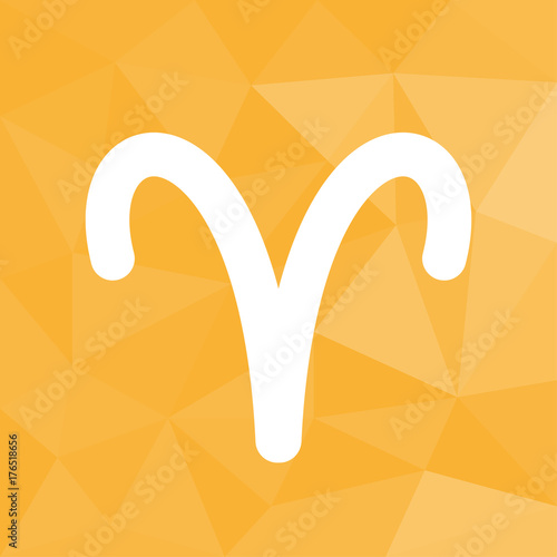 Sternzeichen - Widder - Icon mit geometrischem Hintergrund gelb