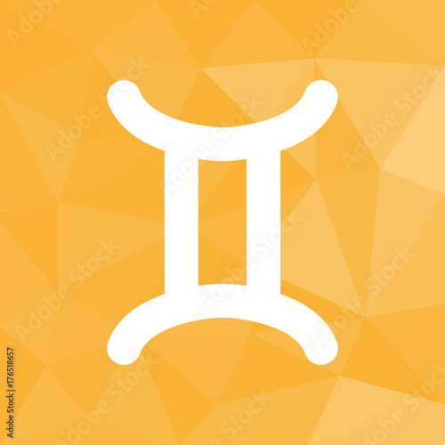 Sternzeichen - Zwilling - Icon mit geometrischem Hintergrund gelb