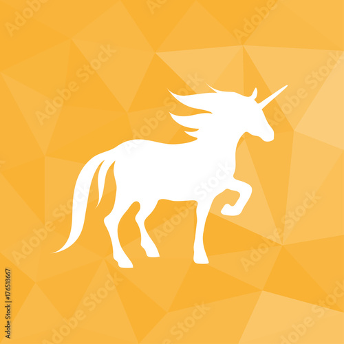 Einhorn - Icon mit geometrischem Hintergrund gelb