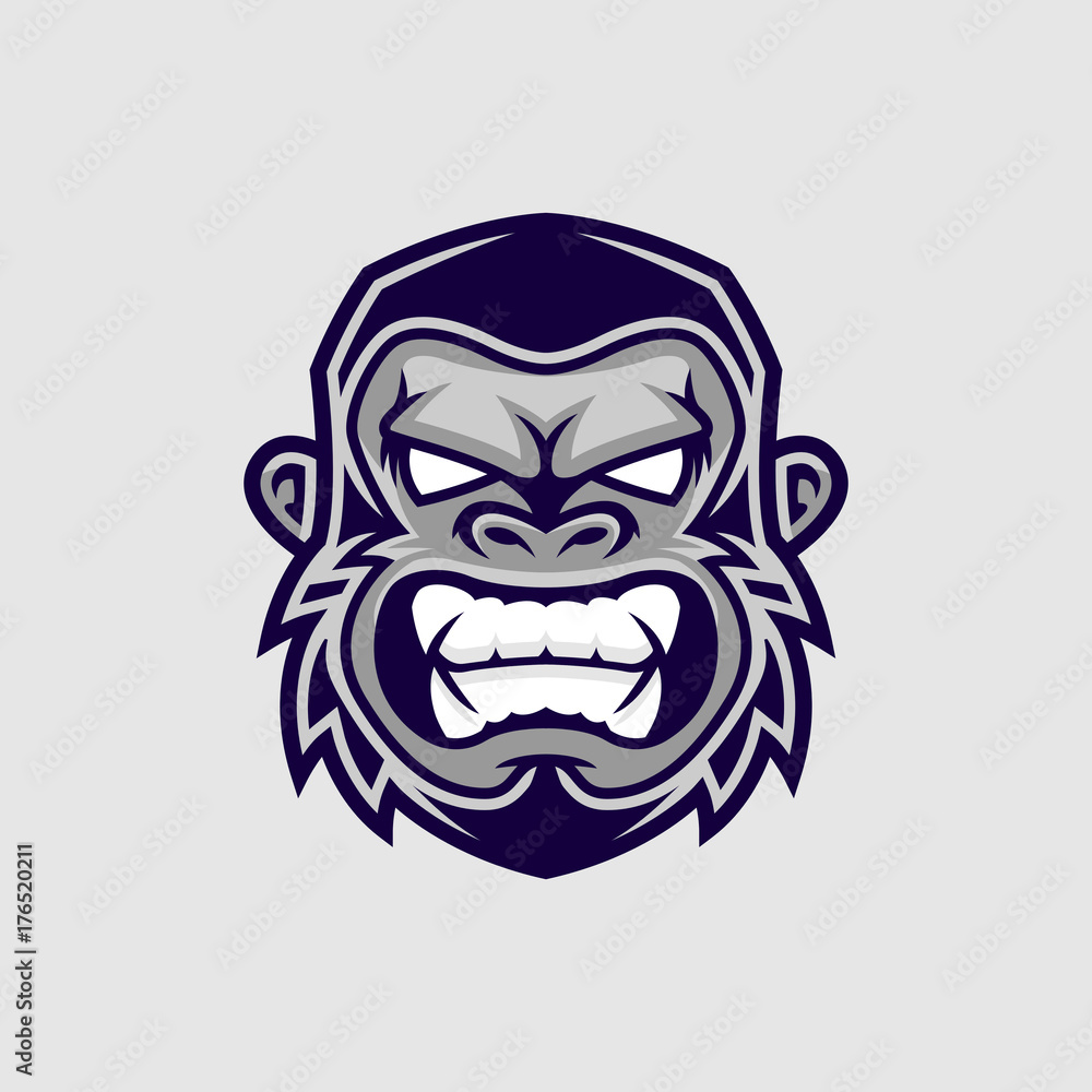 Gorilla head vector, monkey head vector, ape face logo Gorilla head vector, monkey head vector, ape face logo