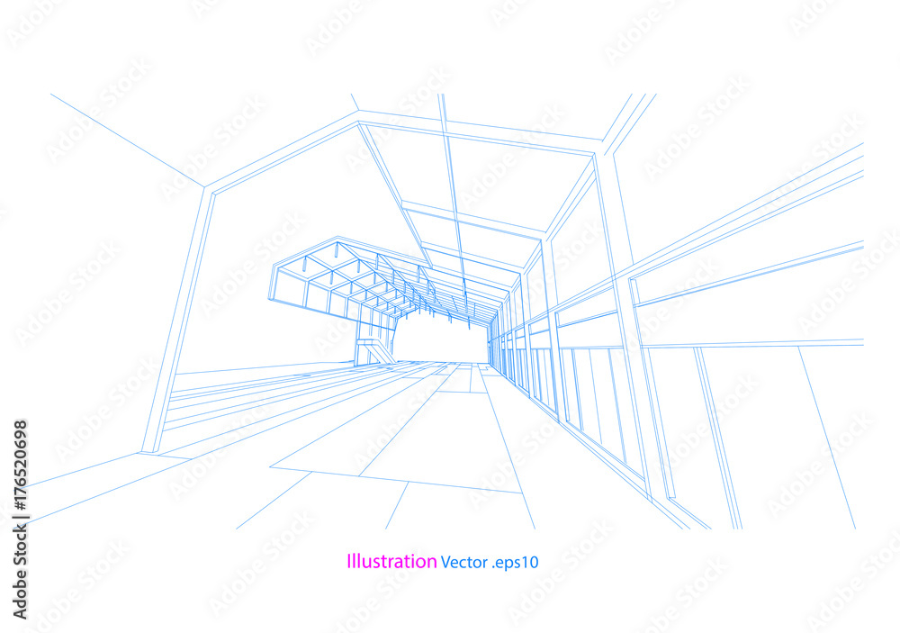 architecture drawing modern structure steel vector architecture drawing modern structure steel vector