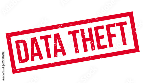 Data Theft rubber stamp. Grunge design with dust scratches. Effects can be easily removed for a clean, crisp look. Color is easily changed.