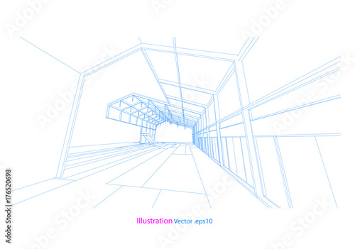 architecture drawing modern structure steel vector