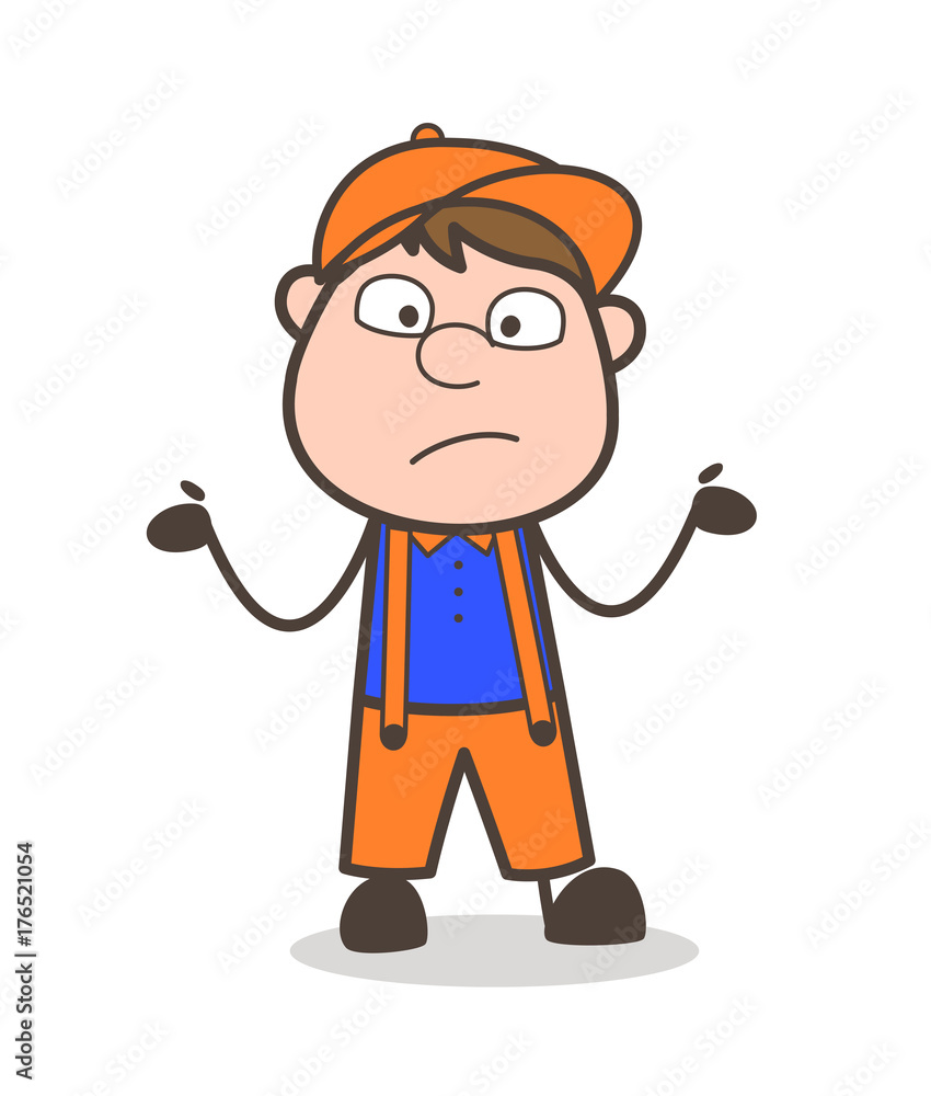 Obraz premium Cartoon Repairman Doing Unknown Behavior Vector