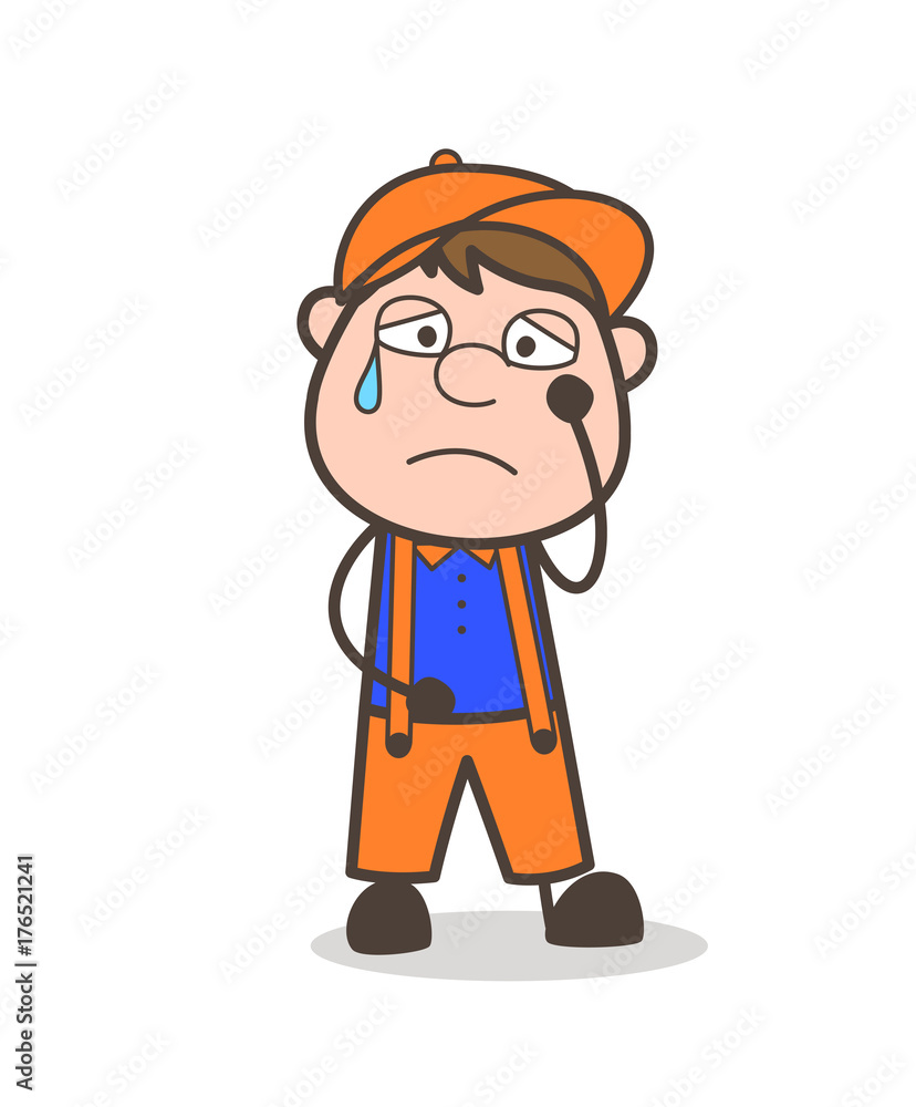 Crying Cartoon Employee After Failure Vector Illustration
