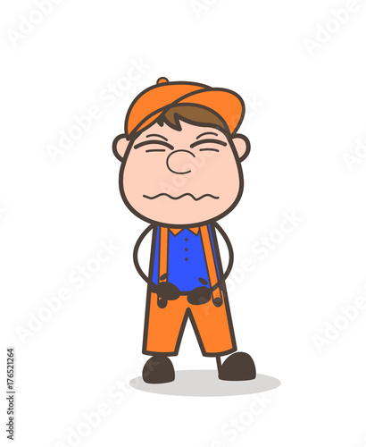 Confounded Face Worker Character