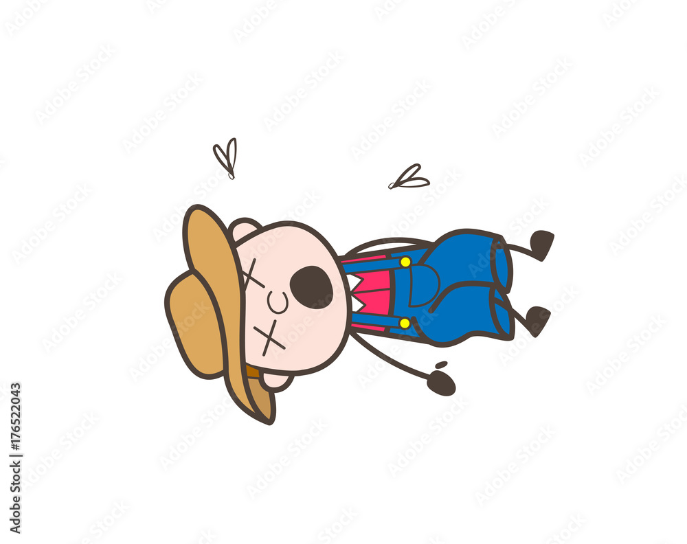 Cartoon Farmer Character Dead Body Vector Illustration Stock Vector Cartoon Farmer Character Dead Body Vector Illustration Stock Vector