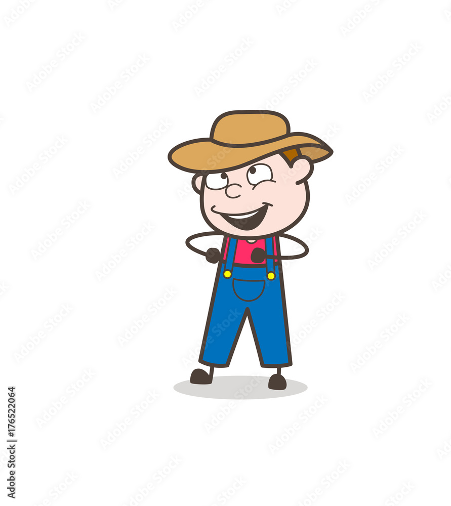 Joyful Cartoon Farmer Character Vector Joyful Cartoon Farmer Character Vector
