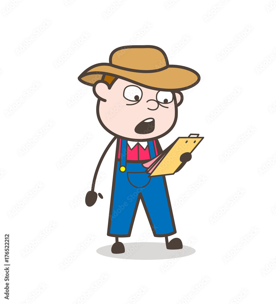 Cartoon Cowboy Man Reading Notes Vector Cartoon Cowboy Man Reading Notes Vector