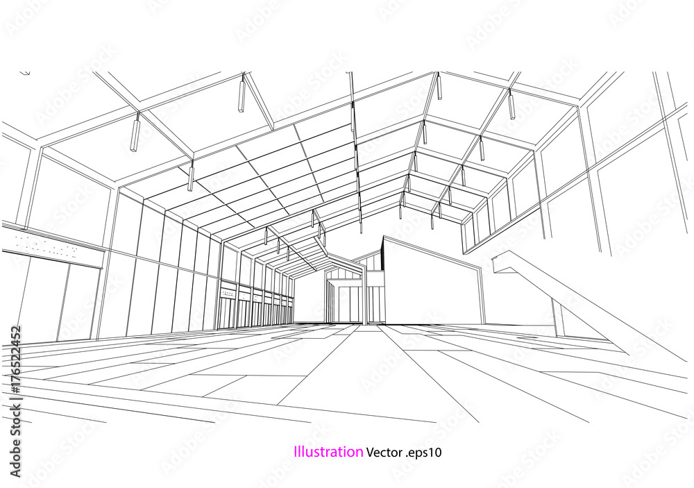 architecture drawing modern structure steel vector architecture drawing modern structure steel vector