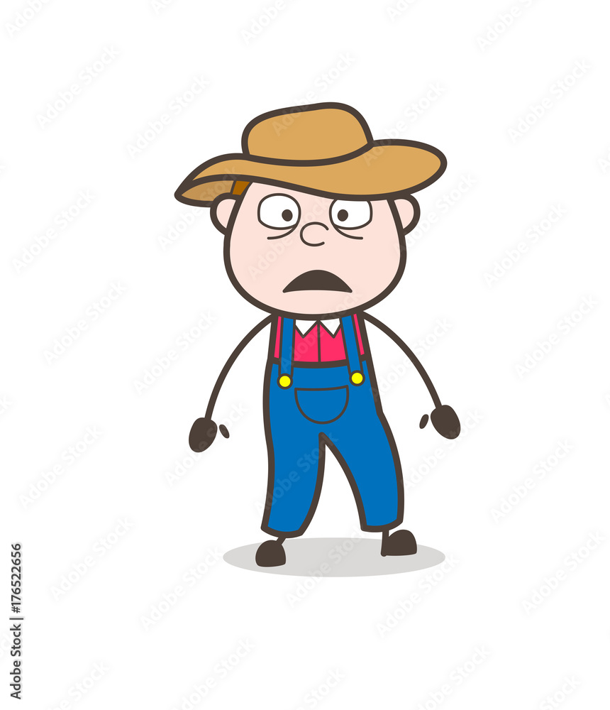 Shocked Cartoon Farmer Face Vector Shocked Cartoon Farmer Face Vector