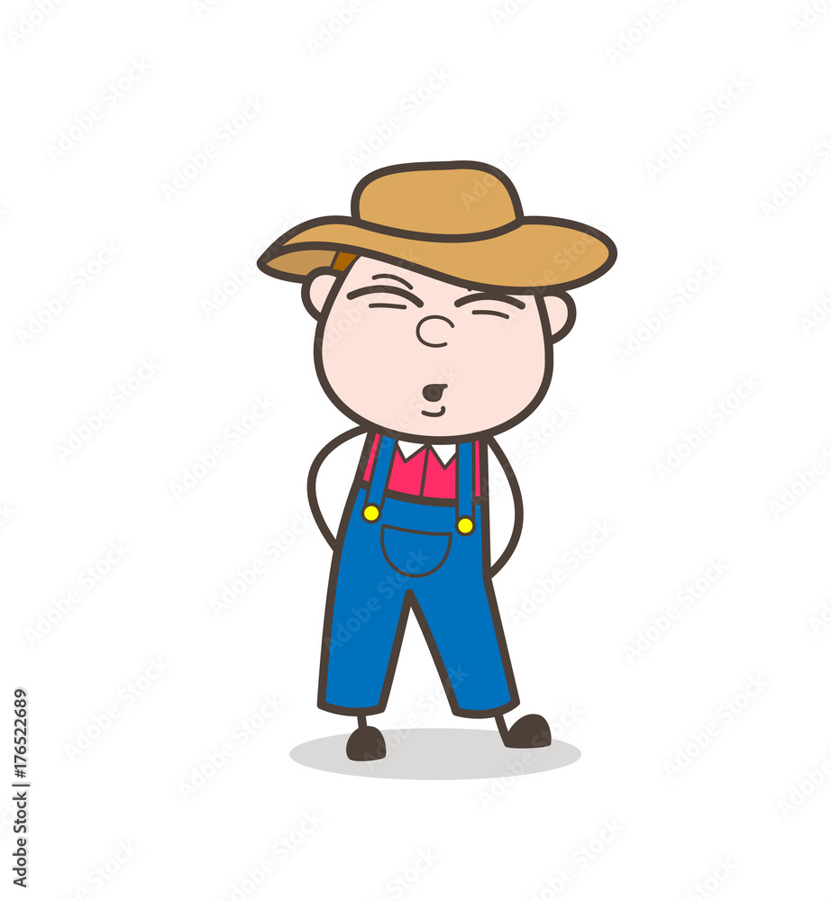 Funny Young Cartoon Farmer Character Face Expression Funny Young Cartoon Farmer Character Face Expression