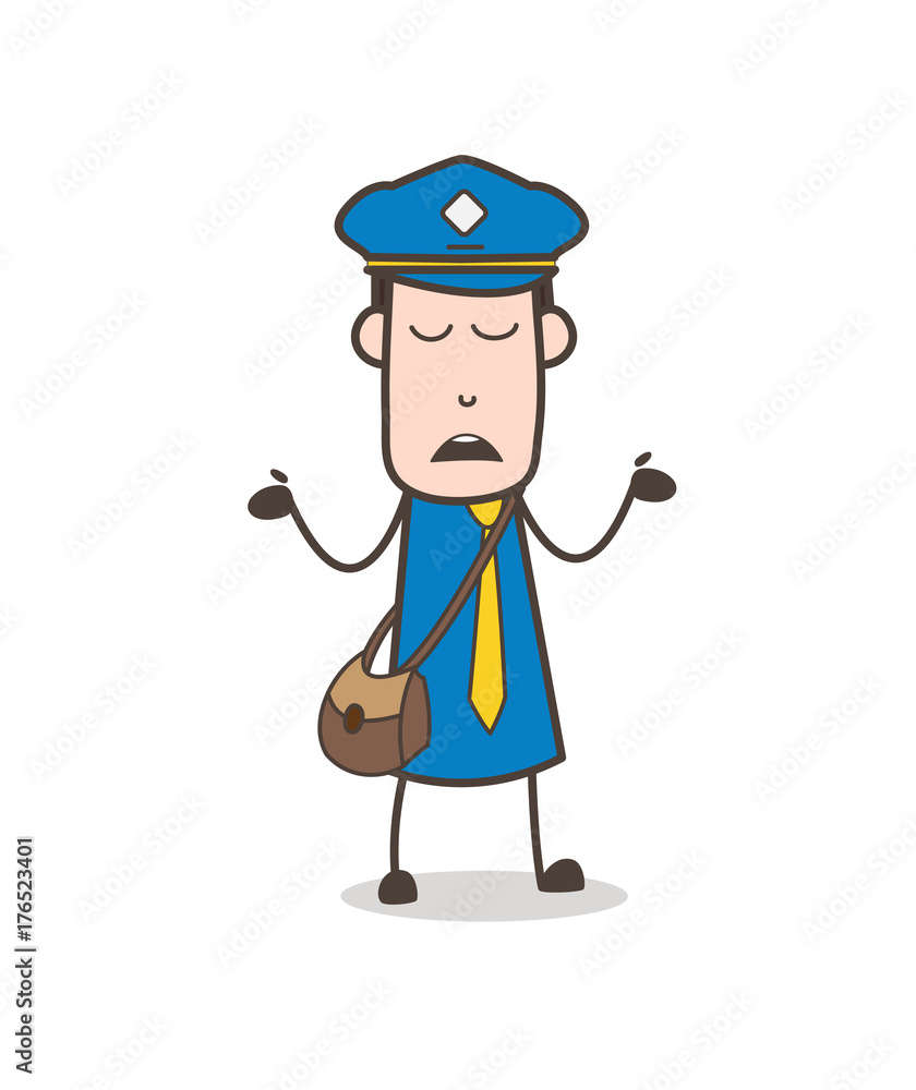 Cartoon Mailman Showing Empty Hands Vector Stock Vector Adobe Stock