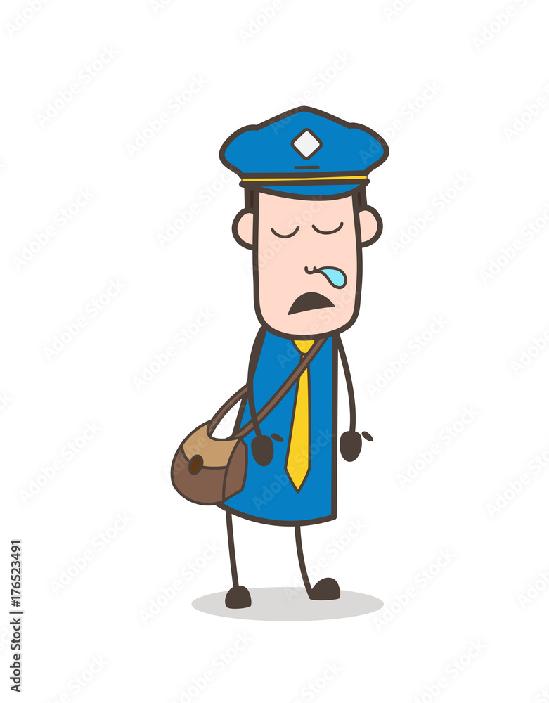 Tired Mailman Sleepy Face Vector