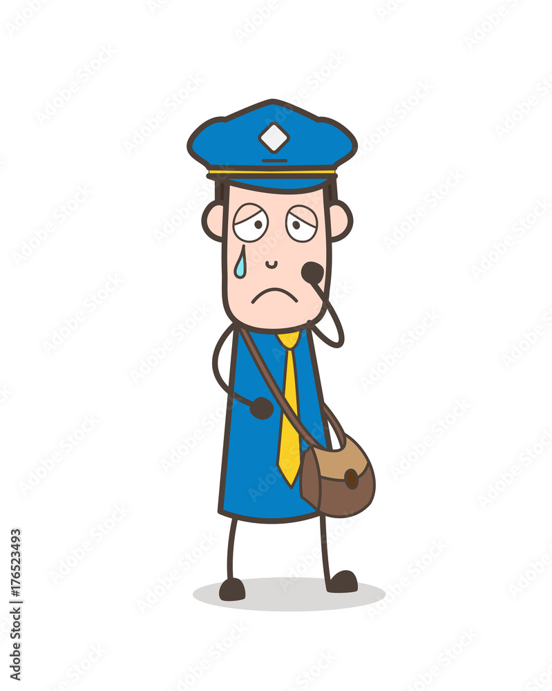 Emotional Postman Crying Face Vector
