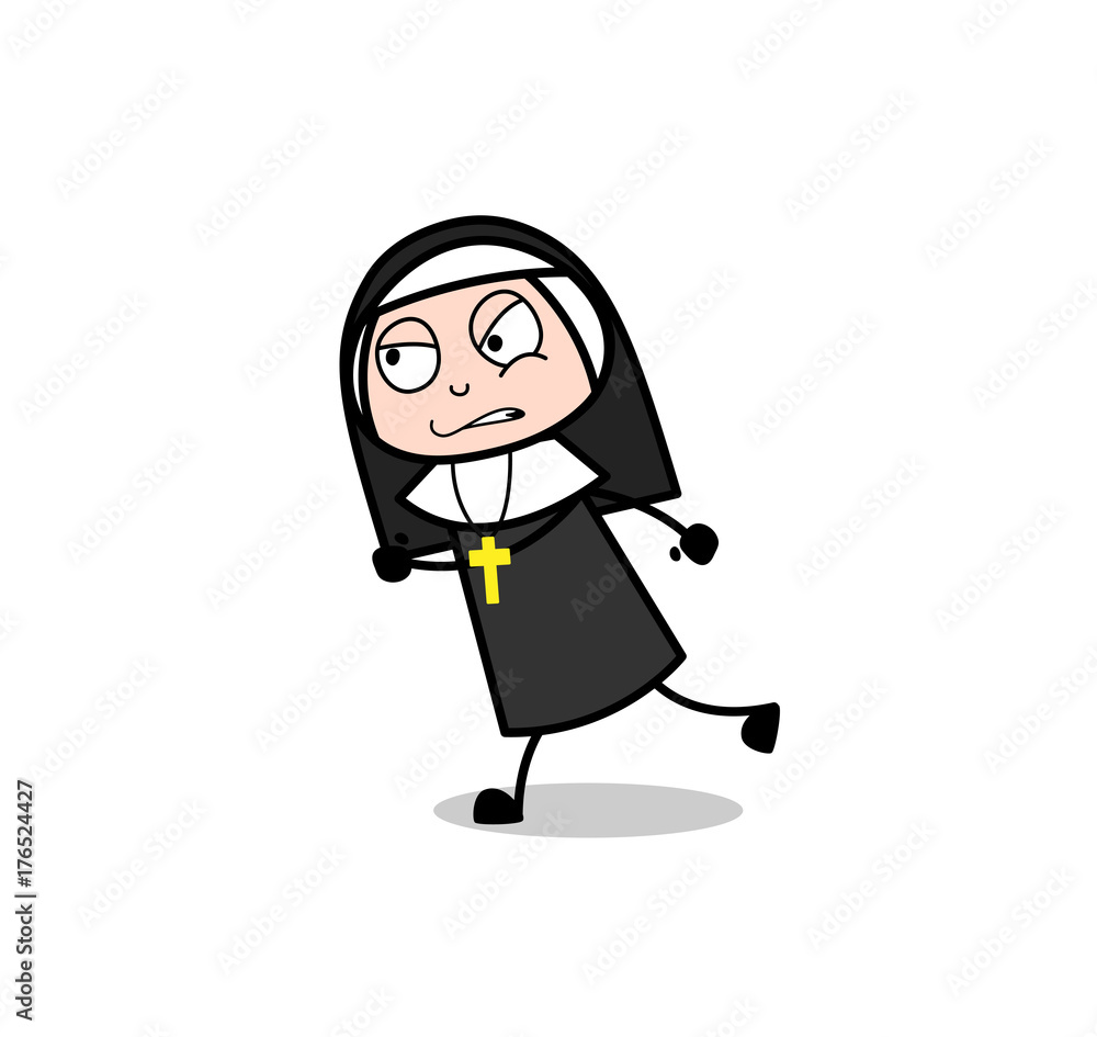 Angry Cartoon Nun Running Vector Stock Vector | Adobe Stock Angry Cartoon Nun Running Vector Stock Vector | Adobe Stock