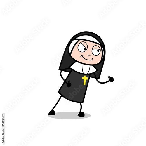 Cunning Nun Character Smiling Face