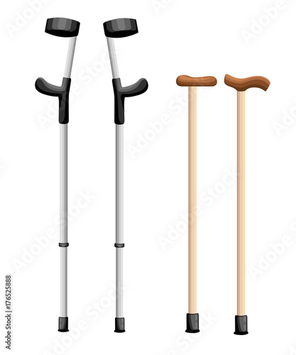 Crutches icon logo. Flat illustration of crutches vector icon isolated on white background Web site page and mobile app design