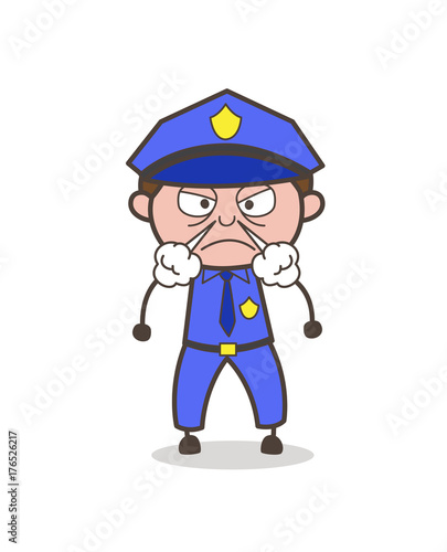 Aggressive Inspector Face with Steaming Nose
