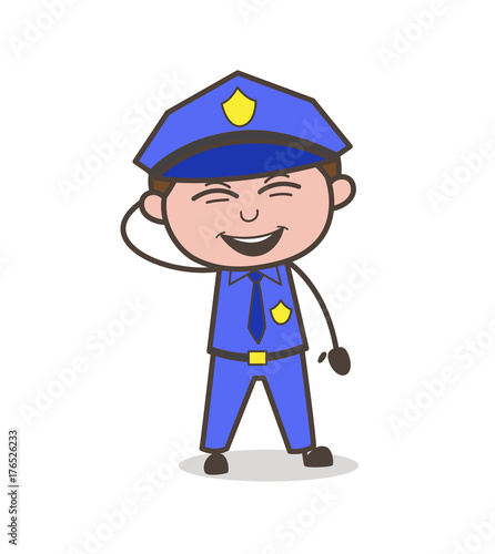 Funny Officer Laughing on Joke Vector Illustration