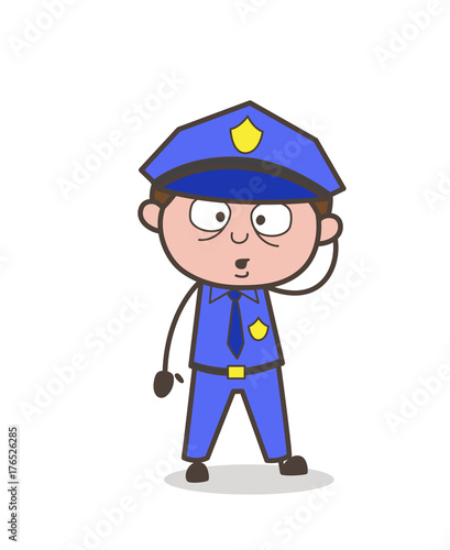 Astonished Security-Guard Face Expression Vector