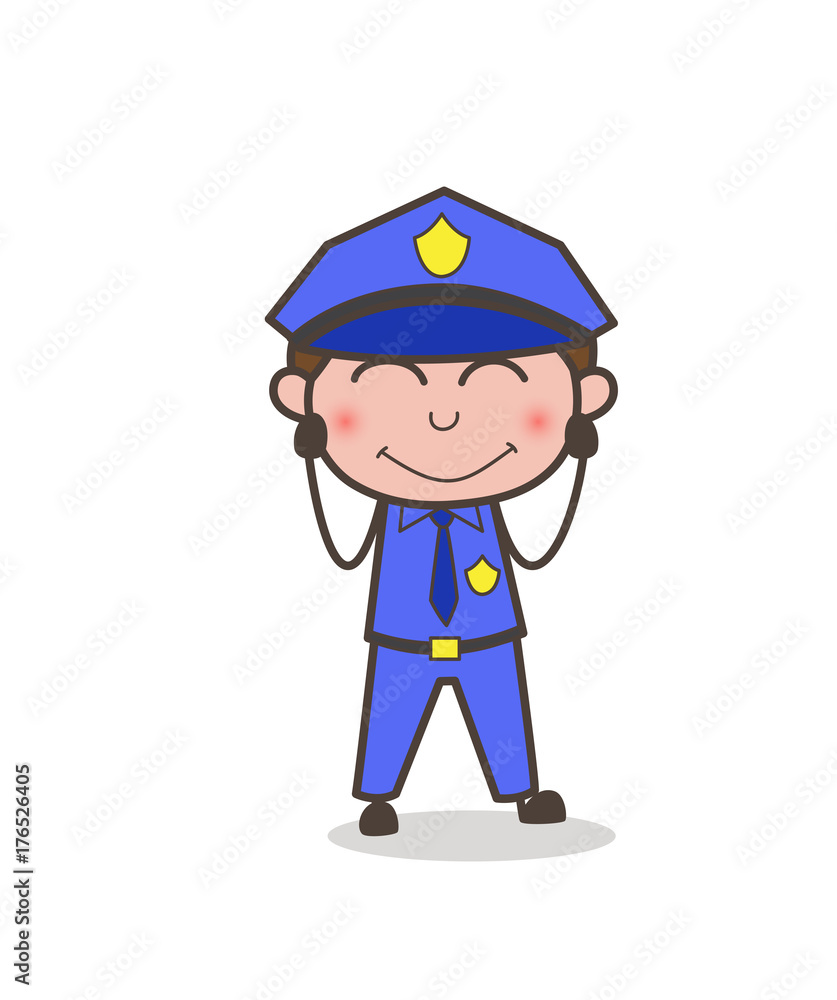 Blushing Officer Face Vector