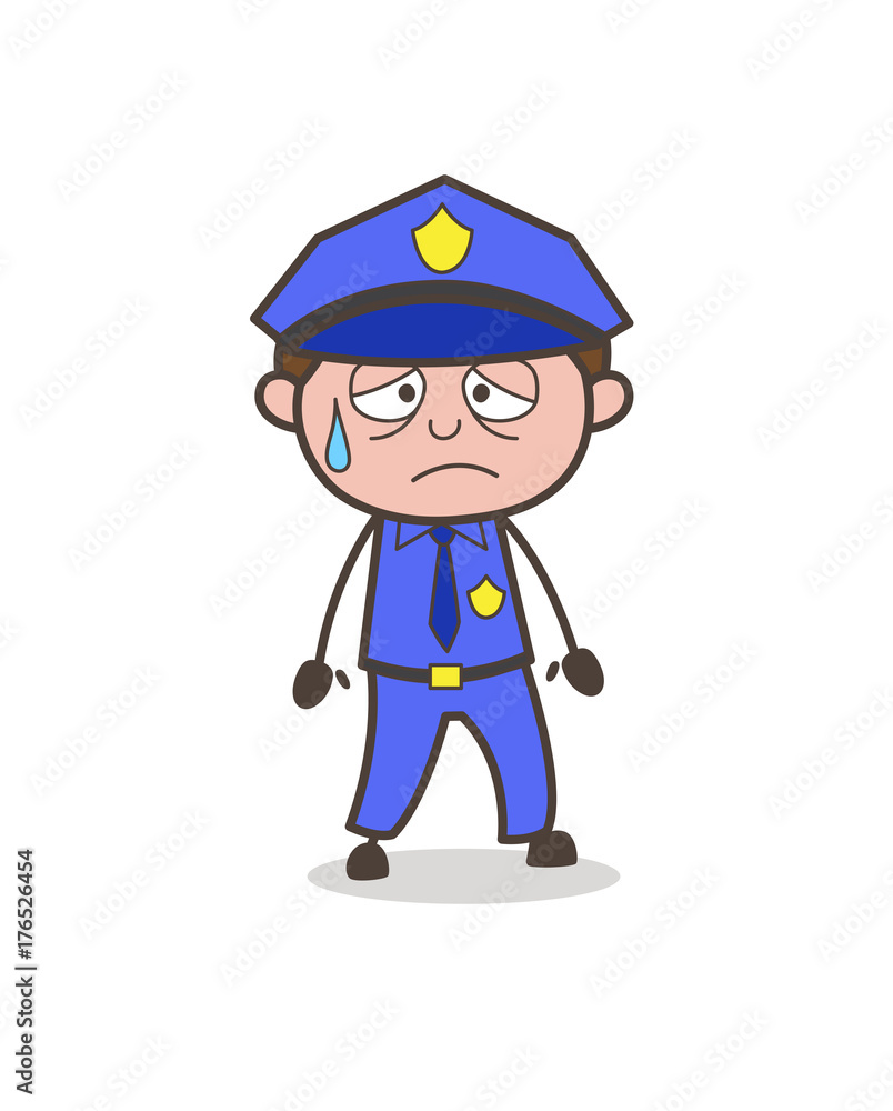 Disappointed Officer Face with Cold Sweat Vector