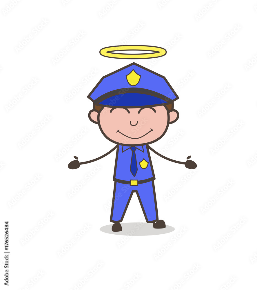 Happy Good Soul Officer with Halo Vector Happy Good Soul Officer with Halo Vector