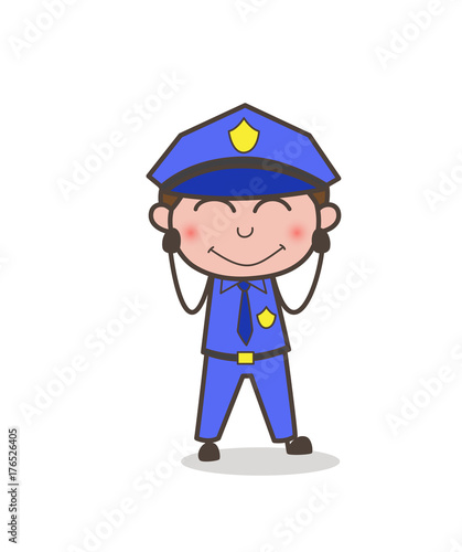 Blushing Officer Face Vector