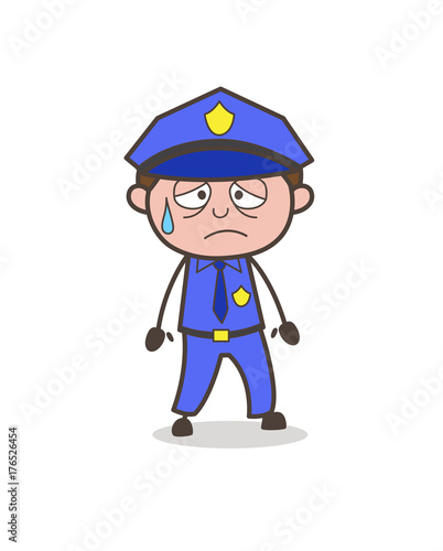 Disappointed Officer Face with Cold Sweat Vector